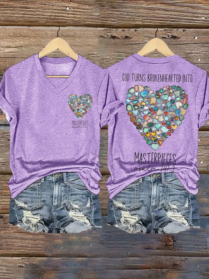 God Turns Brokenhearted into Masterpieces Psalm 147:3 Print T-shirt