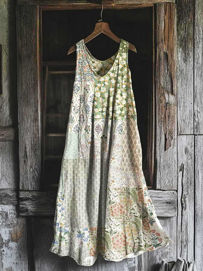 Women's Casual Solid Color Vest Cotton And Linen Dress