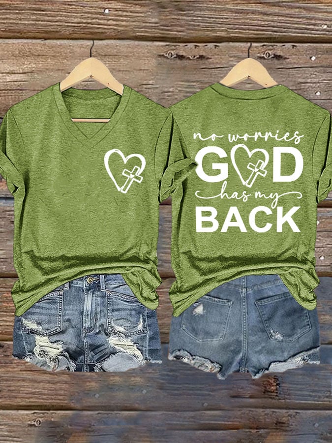 Women's Jesus Has My Back Printed T-Shirt