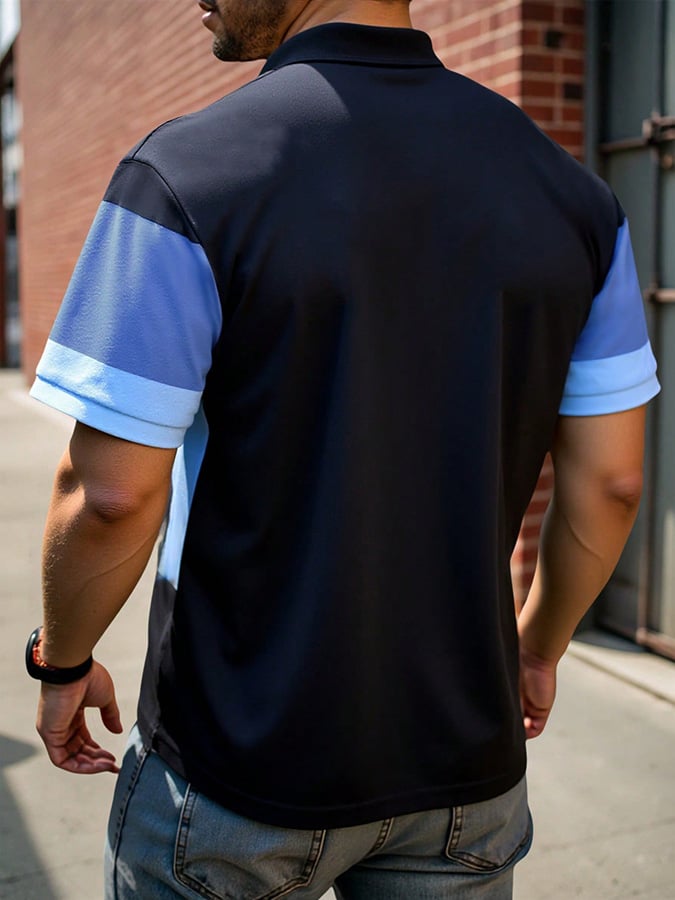 Modisches, bedrucktes Kurzarm-Poloshirt aus Waffelstoff für Herren