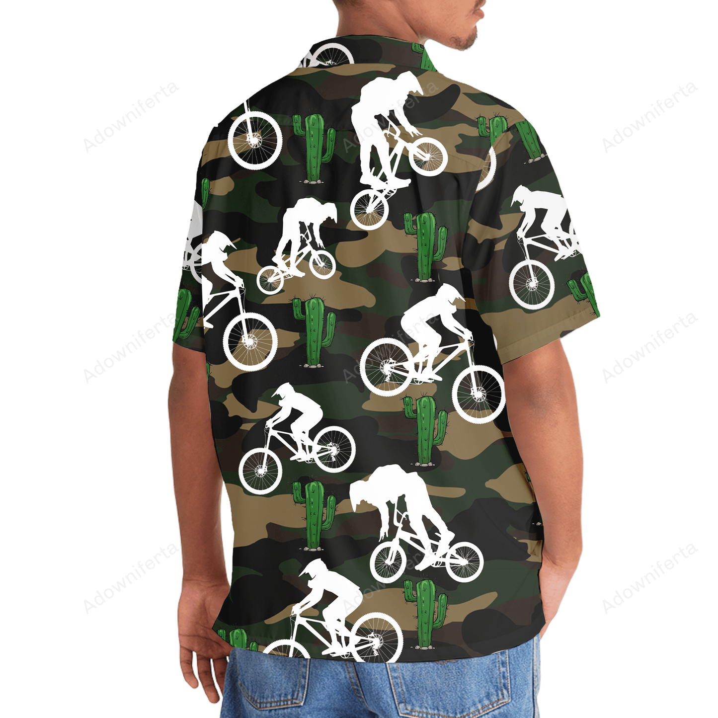 Mountain Bike Green Cactus Hawaiian Shirt