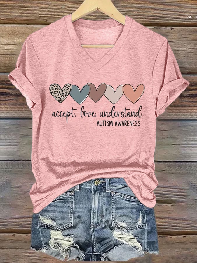 Women's Autism Awareness Printed Short-Sleeved T-Shirt