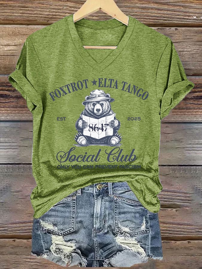 Women's Fashion Flag Print Casual T-shirt