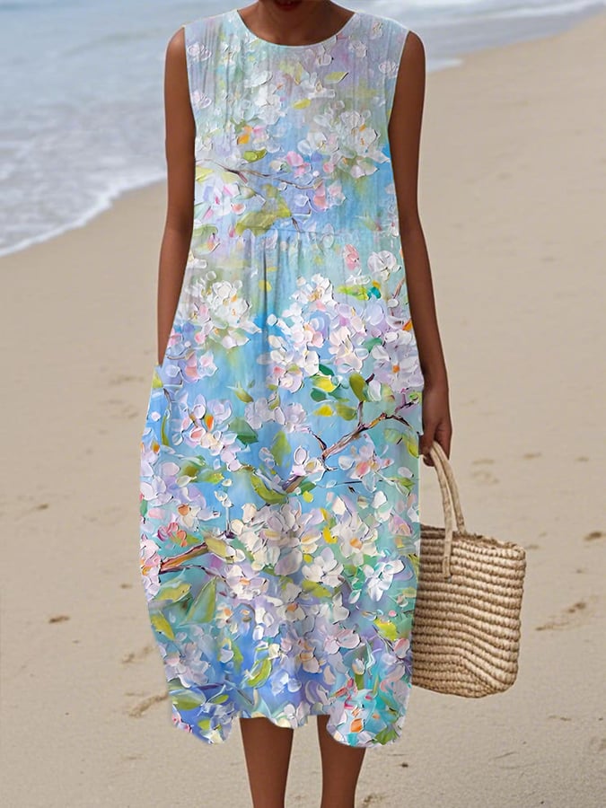 Women's Vintage Floral Print Casual Dress