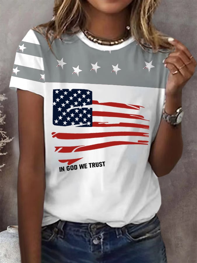 Women'S Independence Day Print Short Sleeve T-shirt