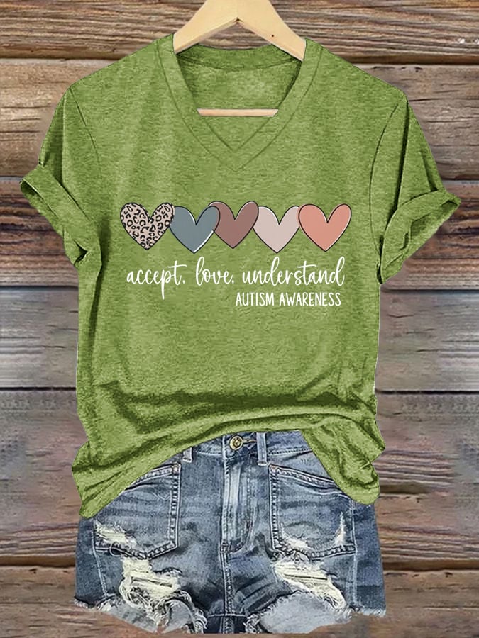 Women's Autism Awareness Printed Short-Sleeved T-Shirt