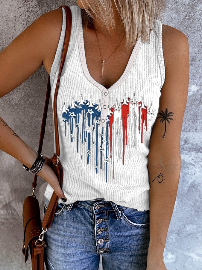 Women's Vintage Flag Print Casual Tank Top