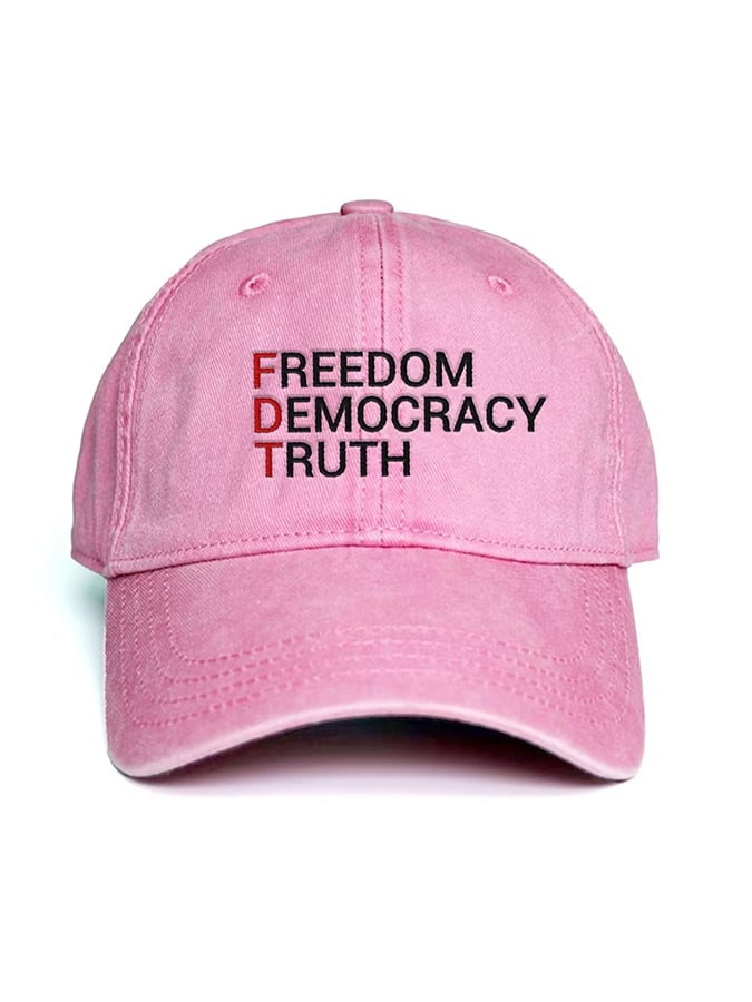 Unisex Distressed Washed Cotton FDT “Freedom Democracy Truth” Hat