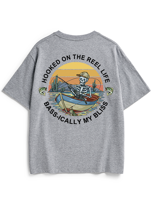 Hooked on the Reel Life Unisex Heavyweight Cotton T-Shirt