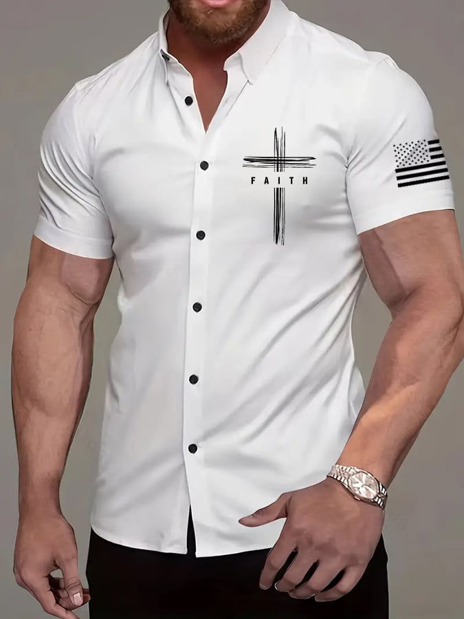 Men'S Faith Flag Print Shirt