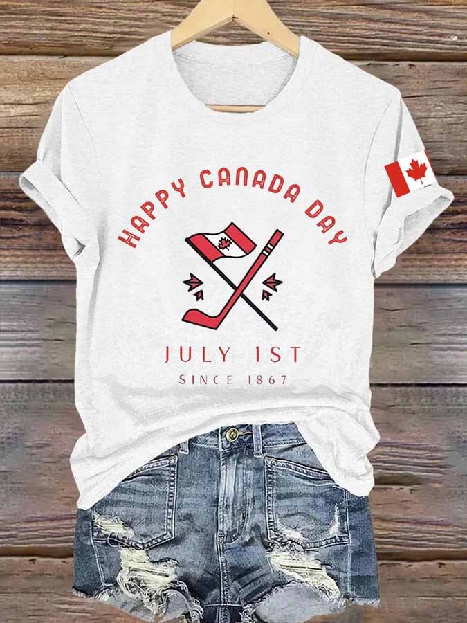 Women’s Happy Canada Day July 1st Since 1867 Print Casual T-Shirts