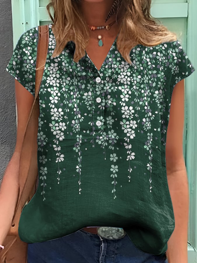 Women's Casual Vintage Japanese Art Print Shirt