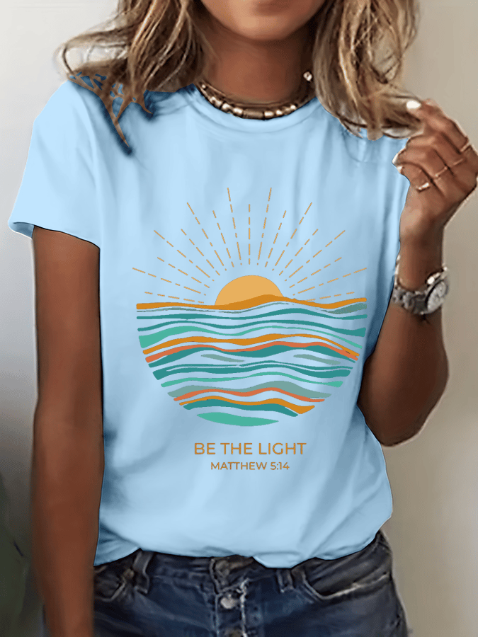 Women's Be The Light Print Crew Neck T-Shirt