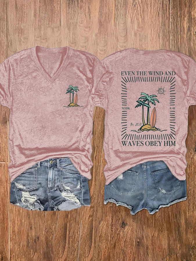 Women Christian Bible Quotes Print Short Sleeve T-Shirt