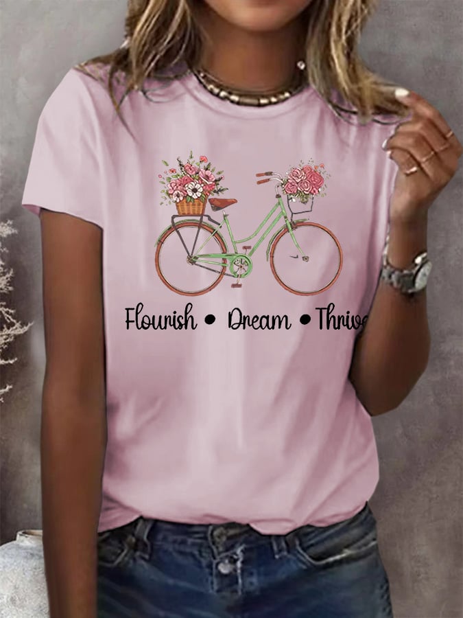 Women's  Flourish Dream Thrive Print T-Shirt