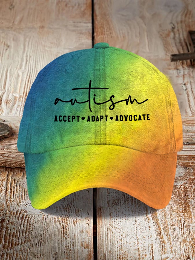 Unisex Autism Awareness Autism Accept Adapt Advocate Tie Dye Baseball Cap