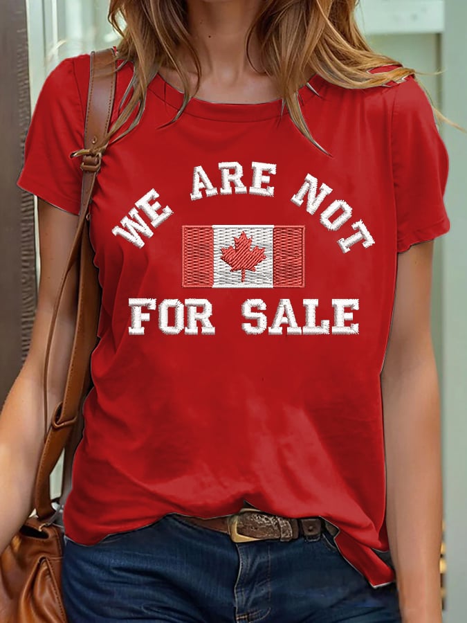 Women's Retro Canada We Are Not For Sale Print T-Shirt