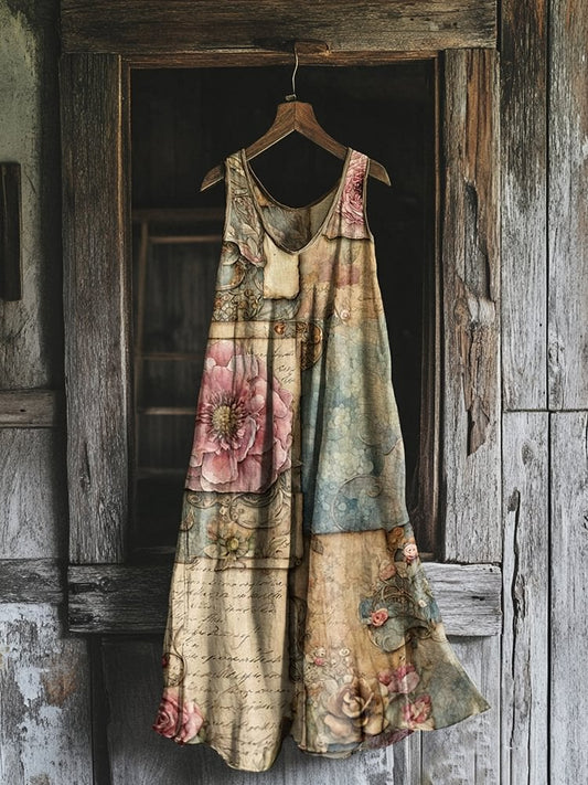 Women's Casual Solid Color Vest Cotton And Linen Dress