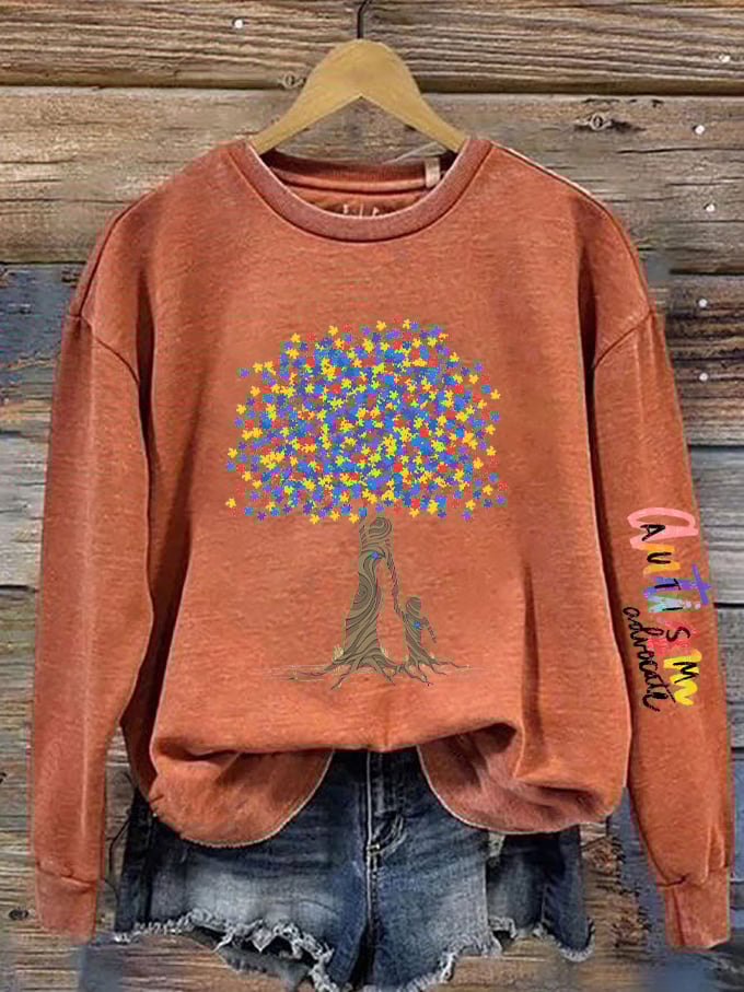 Women's Tree of Life Autism Awareness Printed Sweatshirt