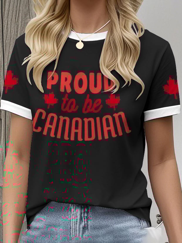 Women's Retro Proud To Be Canadian Print T-Shirt