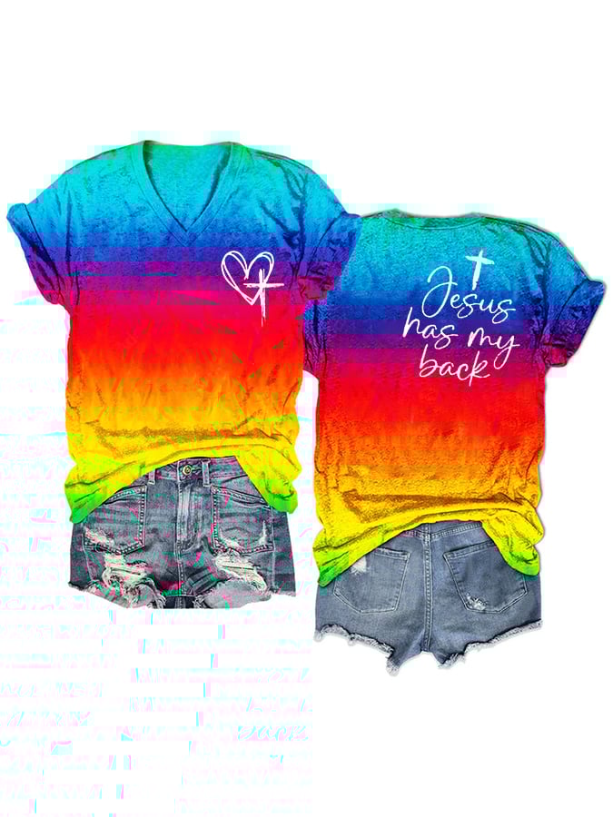 Women's Love Like Jesus Jesus Has My Back Print T-Shirt