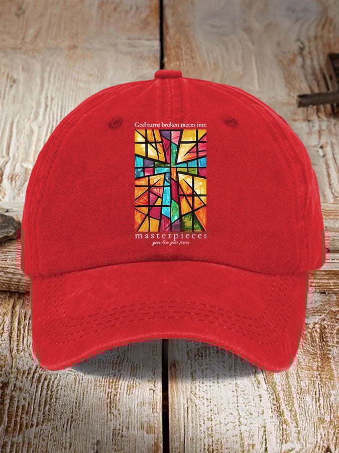 God Turns Broken Pieces Into Masterpieces Print Baseball Cap