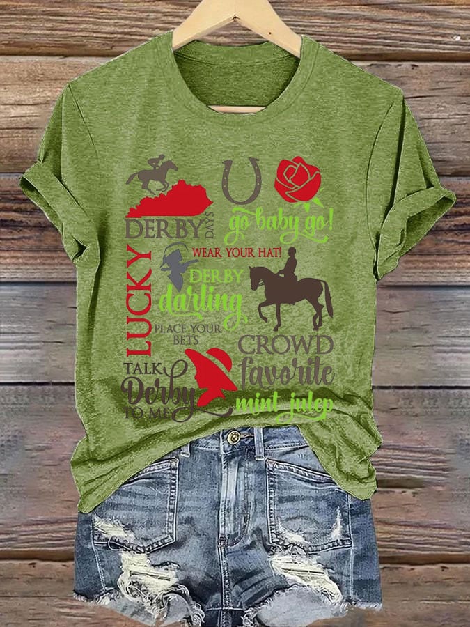 Women's Horse Racing  Printed Casual T-Shirt