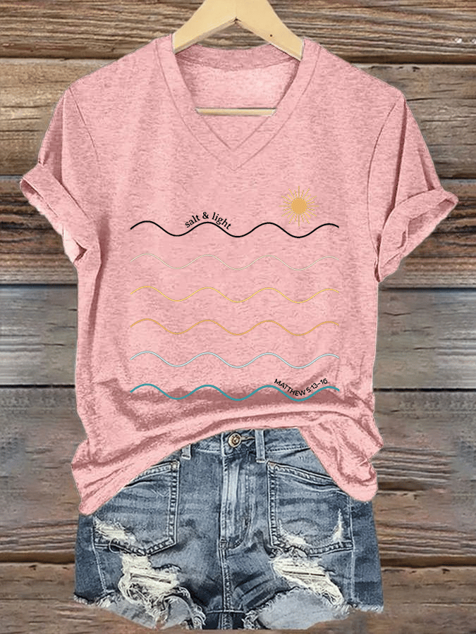 Women's Salt & Light Faith Print V-Neck T-Shirt