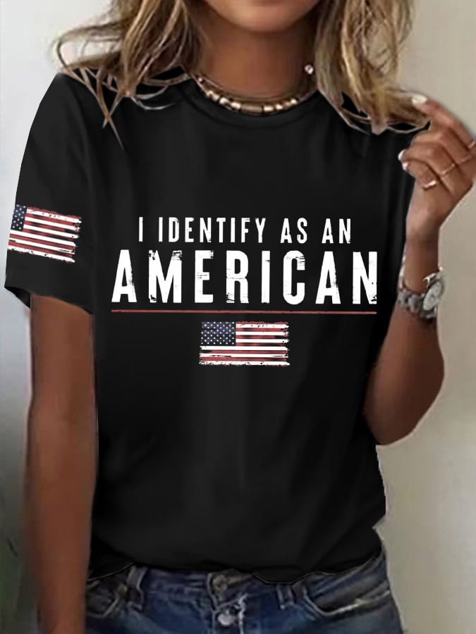 🔥Last Day 49% Off🔥Women's I Identify As An American Print Casual T-Shirt