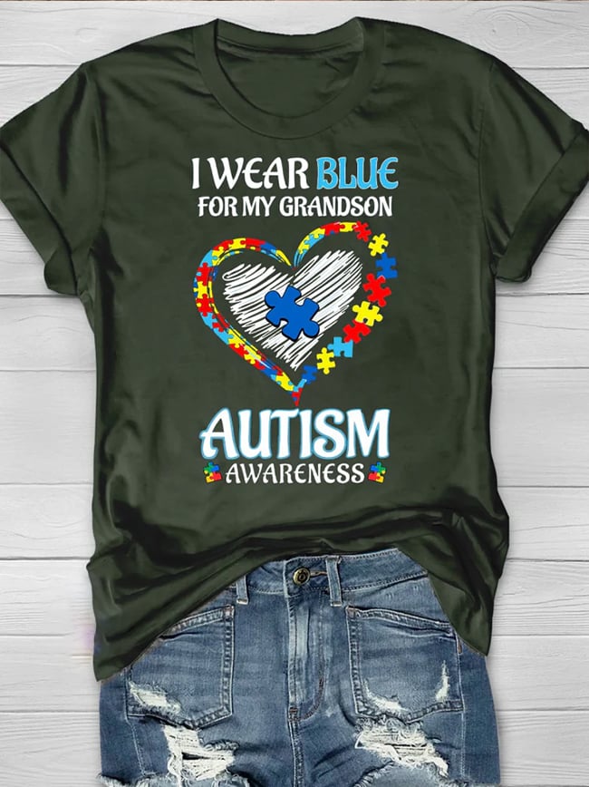 Women's Wear Blue In April To Raise Autism Awareness Printed Short-Sleeved T-Shirt