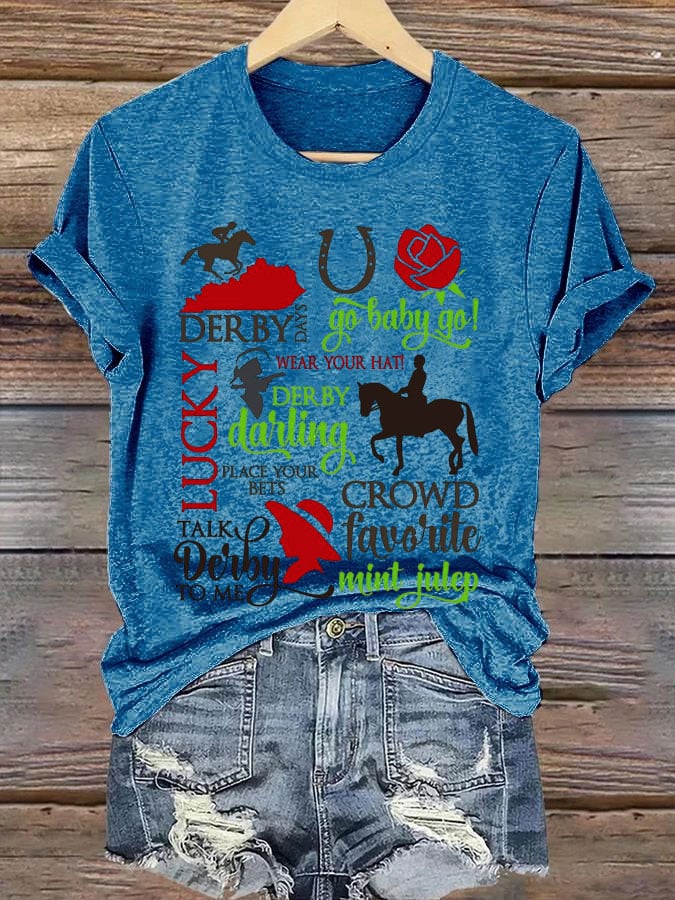 Women's Horse Racing  Printed Casual T-Shirt