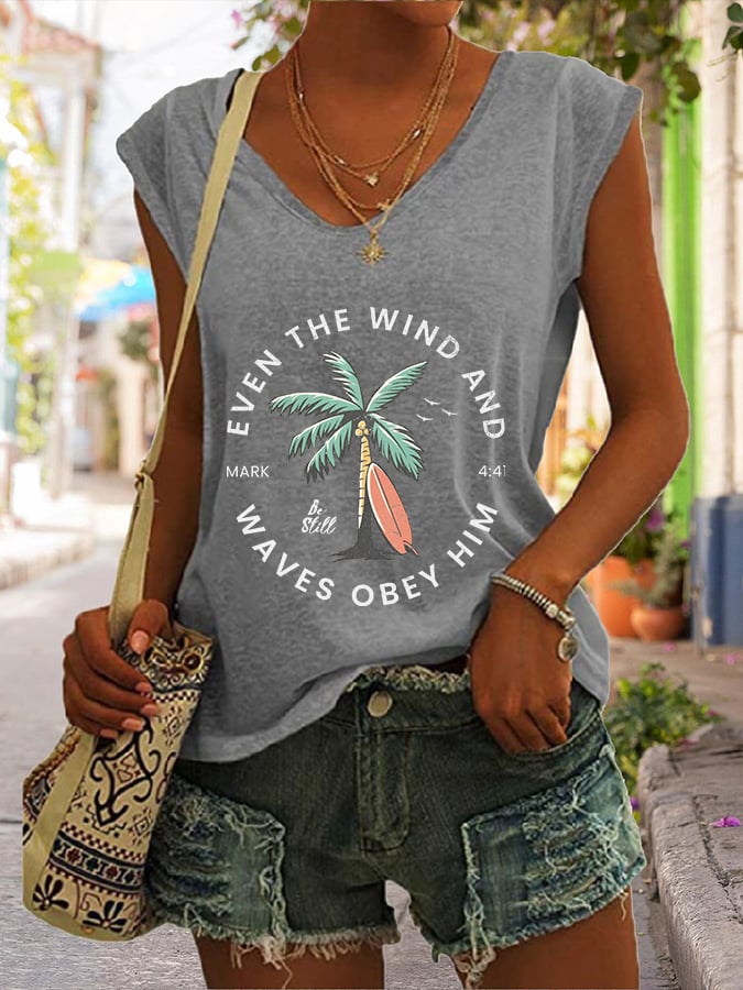 Women'S Casual Christian Scripture Print Tank Top