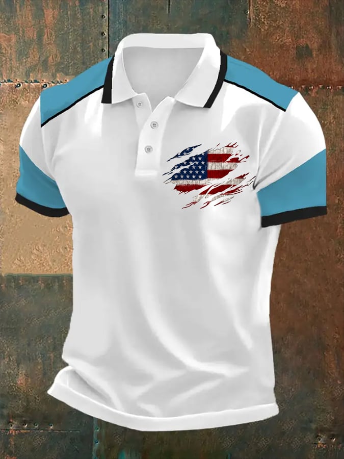 Men's Independence Day Vintage Flag Polo Shirt