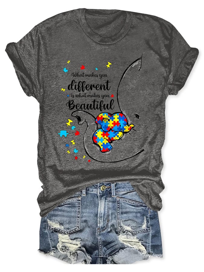 Autism Awareness What Makes You Different Print T-Shirt