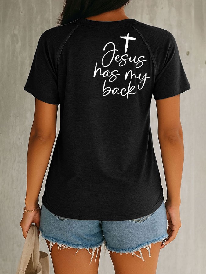 Women's Faith Cross Printed Short Sleeve T-shirt