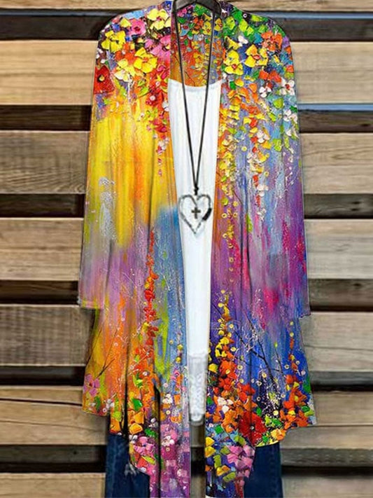 Women's Color Oil Painting Casual Cardigan