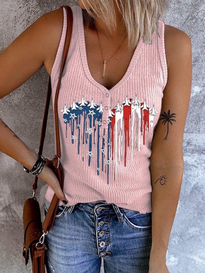 Women's Vintage Flag Print Casual Tank Top