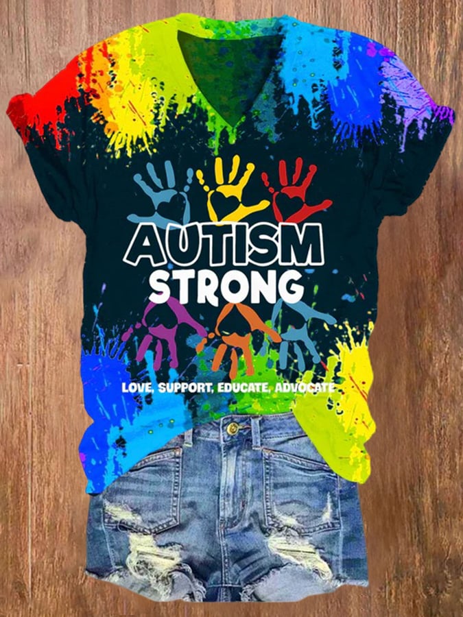 Women's Autism Awareness Understands Love Acceptance Printed Short-Sleeved T-Shirt