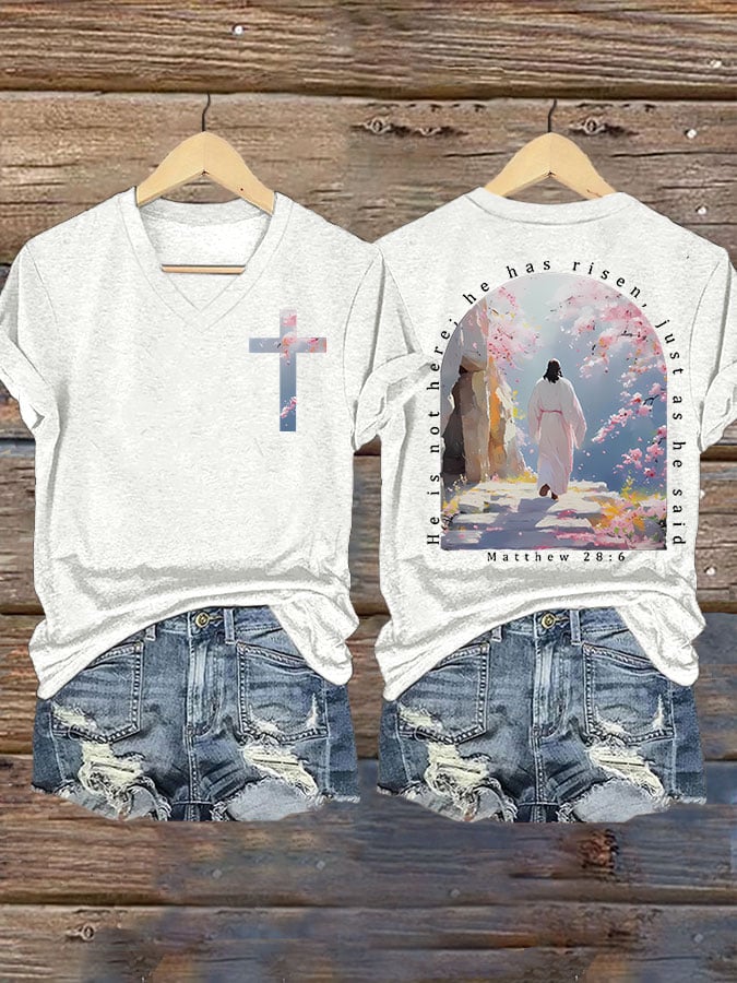 He is Not Here He Has Risen, Just As He Said Matthew 28:6 Print T-shirt