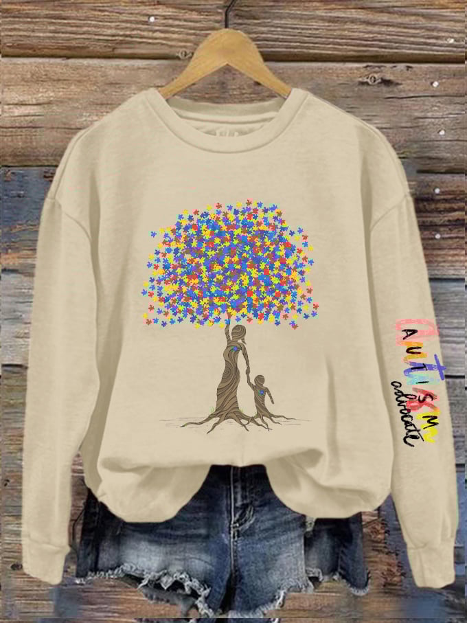 Women's Tree of Life Autism Awareness Printed Sweatshirt