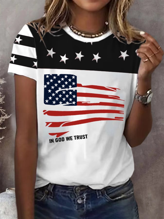 Women'S Independence Day Print Short Sleeve T-shirt