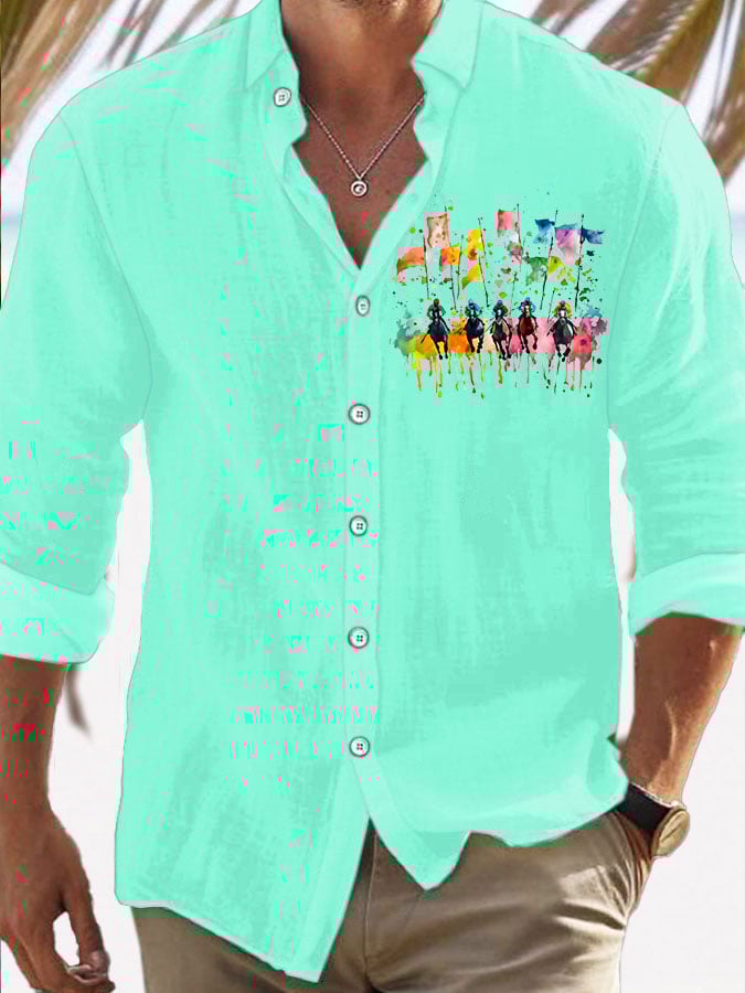 Men's Horse Racing Printed Casual Vacation Shirt