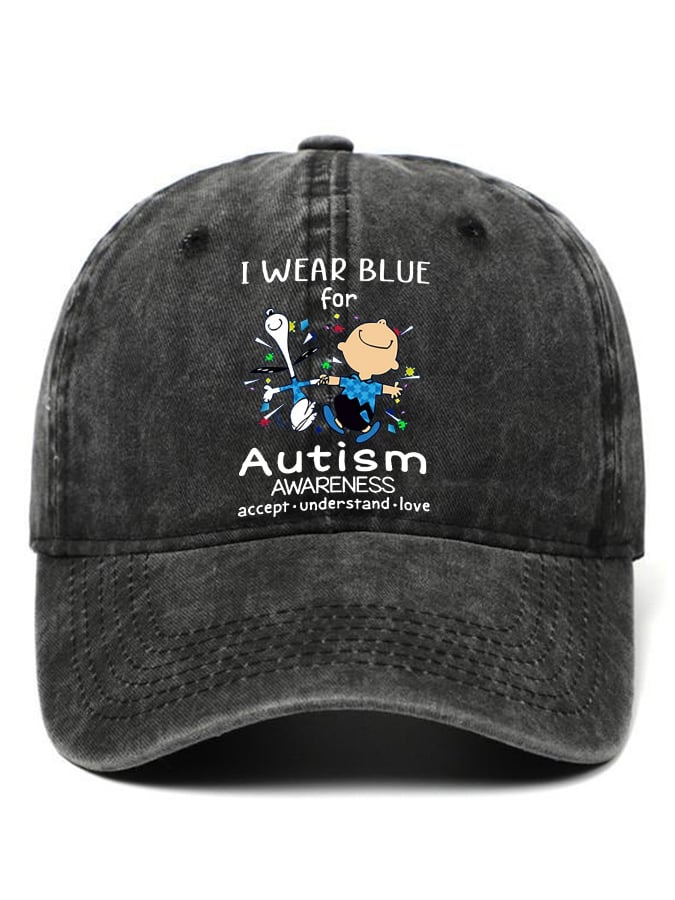 Autism Awareness I Wear Blue For Autism Print Baseball Cap