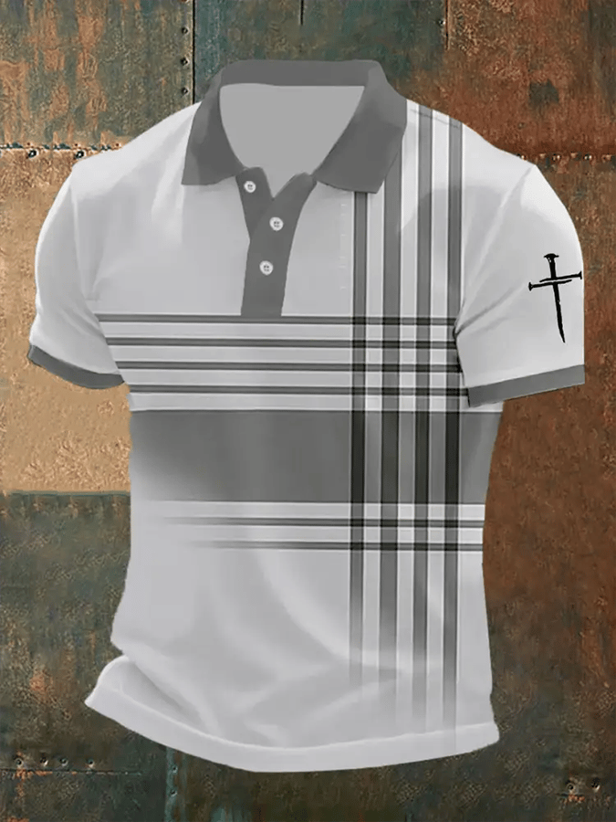 Men's Retro Faith Casual Printed Polo Shirt