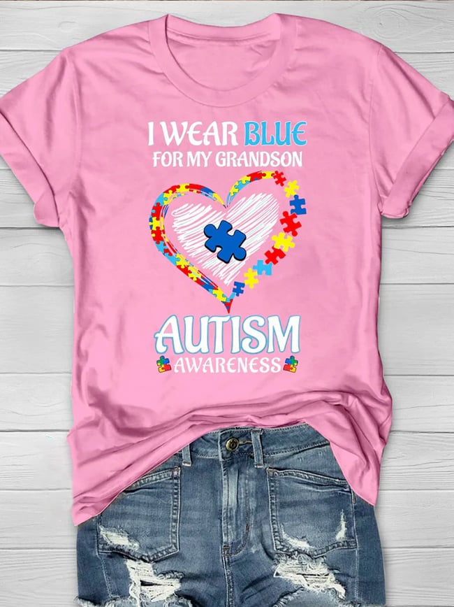 Women's Wear Blue In April To Raise Autism Awareness Printed Short-Sleeved T-Shirt