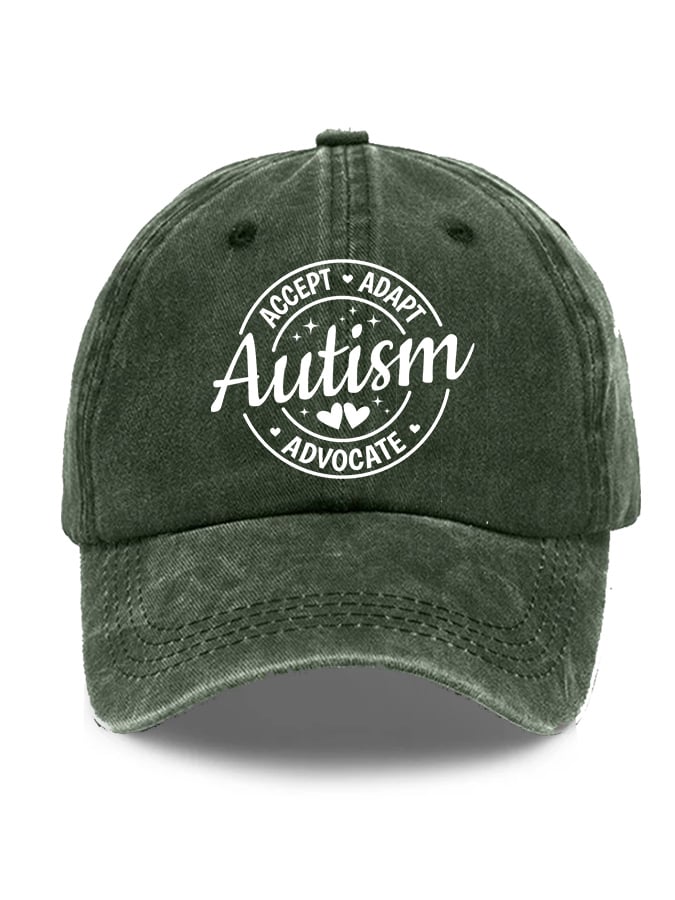 Unisex Distressed Washed Accept Adapt Advocate Autism Awareness Print Hat