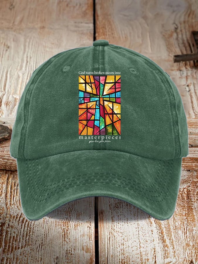God Turns Broken Pieces Into Masterpieces Print Baseball Cap