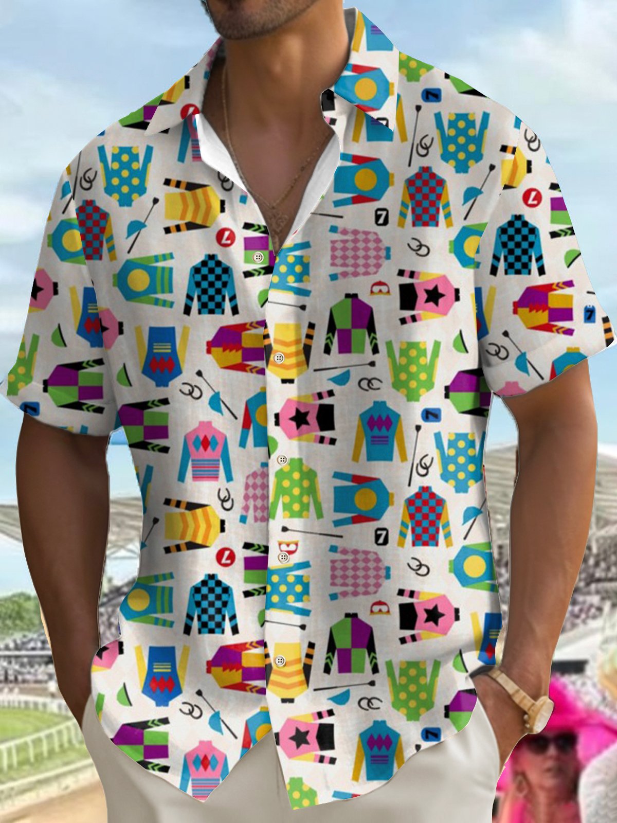 Men'S Retro Kentucky Derby Printed Shirt