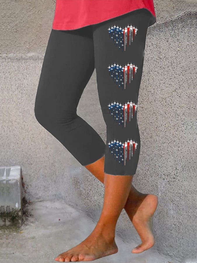 Women's Flag Independence Day Print Casual Leggings