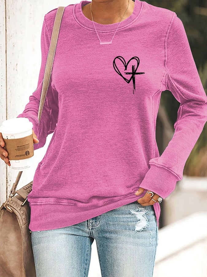 Women's Love Like Jesus Jesus Has My Back Print Sweatshirt